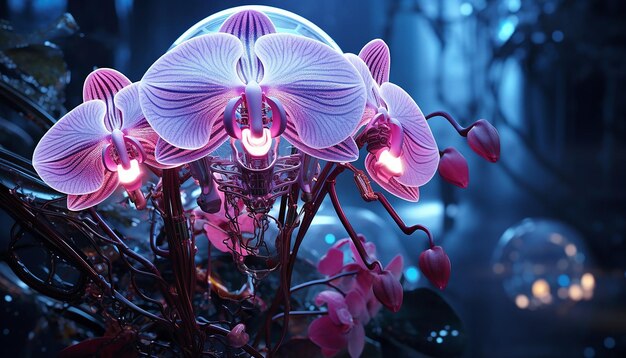 świecący futuryzm robotycznej orchidei