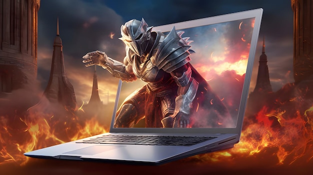 Świecący laptop do gier z fantastycznymi efektami 3D