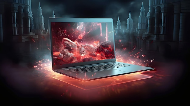 Świecący laptop do gier z fantastycznymi efektami 3D