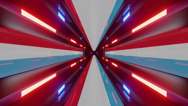 Świecący Niekończący Się Tunel Jako Ilustracja 4k Uhd 3d Z Neonowymi światłami Flagi Luksemburga