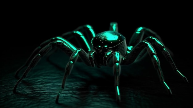 Świecący pająk w ciemności odpowiedni do horroru