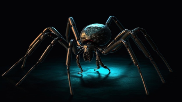 Świecący pająk w ciemności odpowiedni do horroru