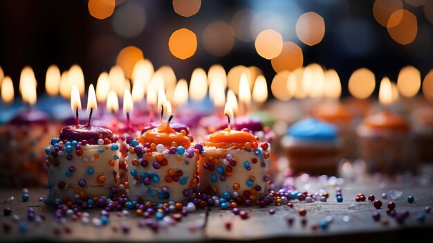 Świece na tort urodzinowy na kolorowym tle Tło ilustracje HD