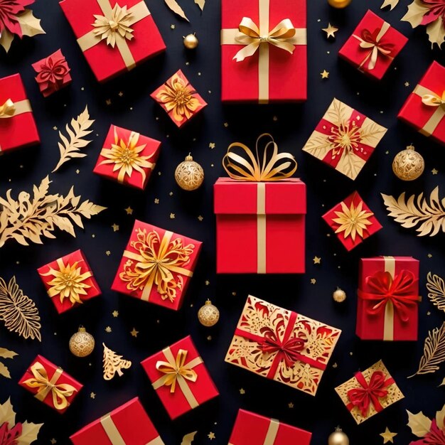 Zdjęcie Święta bożego narodzenia prezentują tradycyjny prezent dzielenia się ilustracją w stylu wycięcia papieru