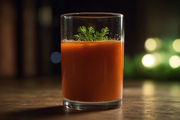 Świetlająca szklanka soku z marchewki