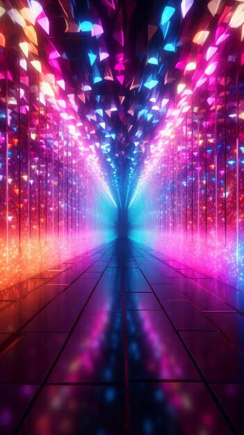 Świetliwy, futurystyczny tunel z kolorowymi światłami