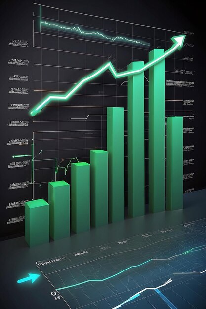 Świetliwy wykres pokazuje udany wzrost finansowy