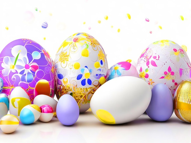 Święto 3d z wielkanocnymi jajkami wielkanocnimi na dekoracyjny projekt zdjęcie pobrane
