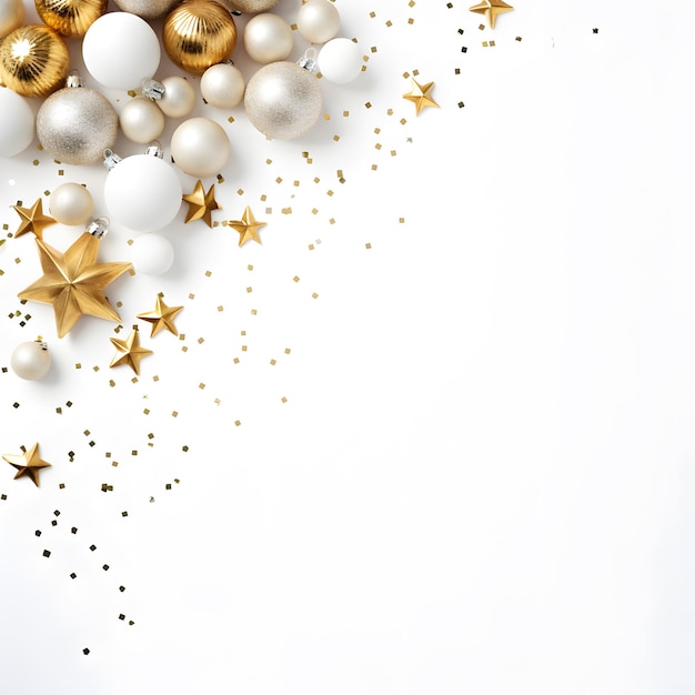Święto Bożego Narodzenia i Nowego Roku w kolorze złoto-biało-srebrno-czerwonym z świąteczną piłką imprezową Starbackg