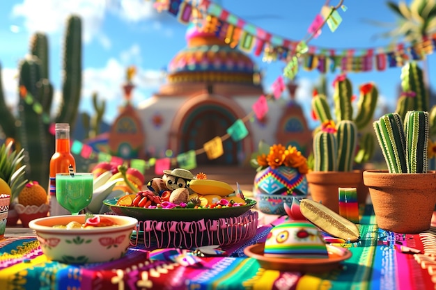 Zdjęcie Święto cinco de mayo 3d grafika na tle