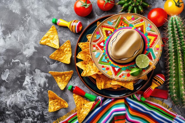 Zdjęcie Święto cinco de mayo z meksykańskimi dekoracjami