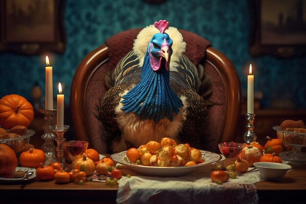 Święto Dziękczynienia w Turcji Zestaw ikon tradycyjnego poczęstunku Święta Dziękczynienia z pieczoną szynką z indyka i słodkimi ziemniakami