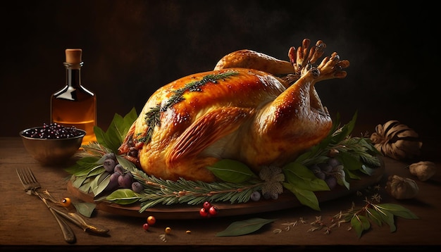 Święto Dziękczynienia, wiejska kolacja z okazji Święta Dziękczynienia, Turcja, generatywna sztuczna inteligencja