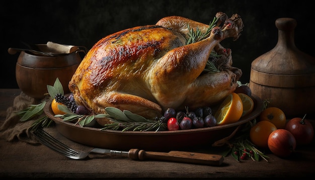 Święto Dziękczynienia, wiejska kolacja z okazji Święta Dziękczynienia, Turcja, generatywna sztuczna inteligencja