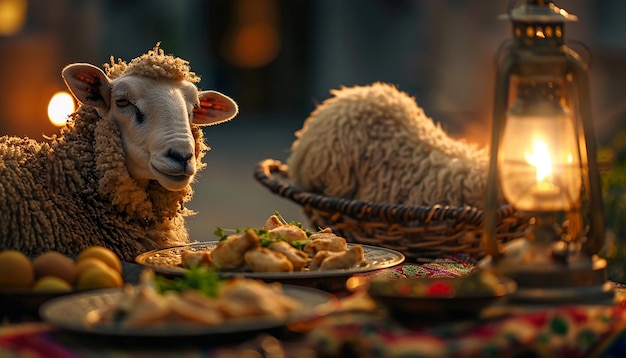 Zdjęcie Święto eid al-adha z owieczkami wygenerowanymi przez ai