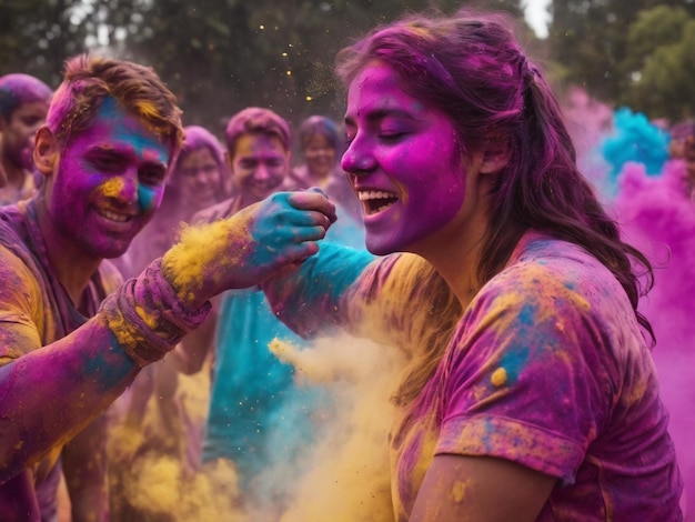 Zdjęcie Święto holi w delhi w indiach holi to wiosenne święto obchodzone