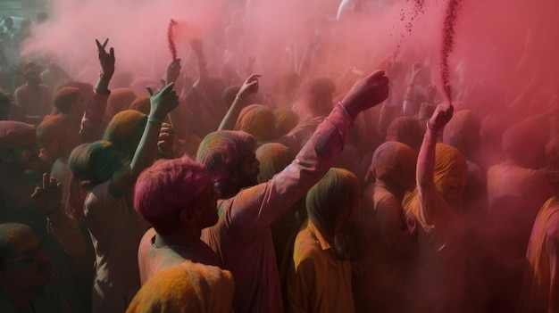 Święto Holi w Indiach Ilustracja AI GenerativexA