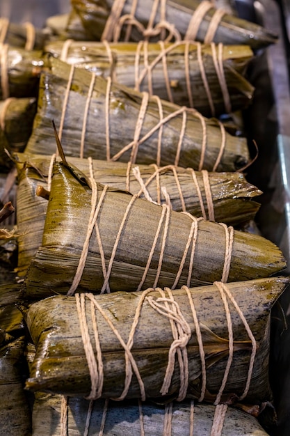 Święto Smoczych Łodzi Targ Nanmen Sprzedawcy zongzi mięso zongzi