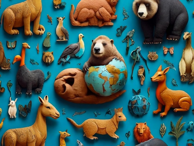 Święto Światowego Dnia Zwierząt 2023 Światowy Dzień Dzikiej Przyrody z zwierzętami WorldAnimalDay AnimalIcons