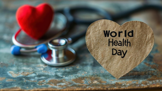 Świętowa pocztówka na Światowy Dzień Zdrowia z tekstem Światowy dzień zdrowia Światowy dniu zdrowia Pracownik medyczny