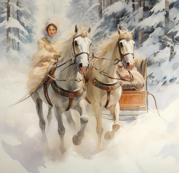 Świętowa Przejażdżka Na Saniach W śniegu