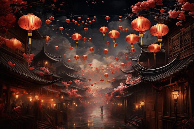 Zdjęcie Świętowanie chińskiego nowego roku stworzone za pomocą generatywnej sztucznej inteligencji
