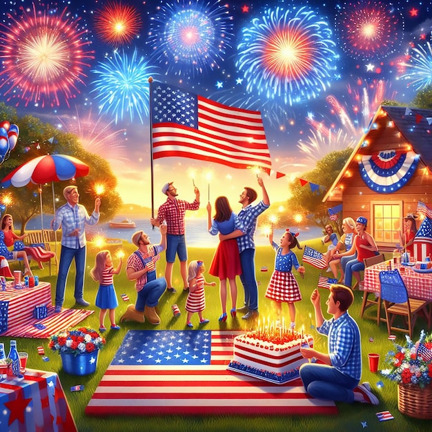 Zdjęcie Świętowanie dnia niepodległości ameryki wygenerowane przez ai