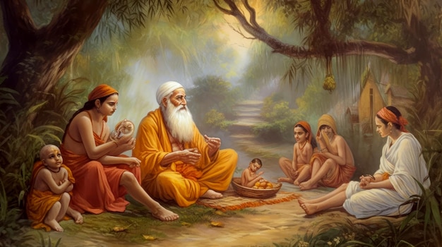 Świętowanie koncepcji Happy Guru Purnima lub shishya nocy to festiwal hinduizmu i buddyzmu