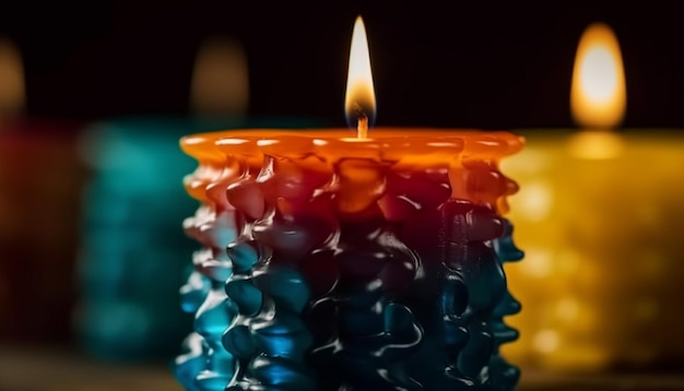 Świętowanie przy świecach wnosi ciepło w zimową noc generowaną przez sztuczną inteligencję