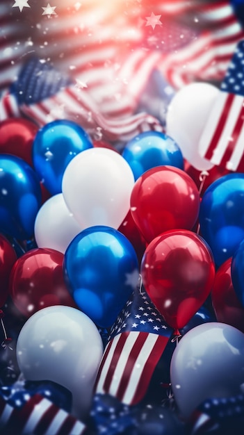 Świętowe realistyczne balony z kolorami USA Patriotyczna uroczystość