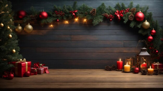 Świętowy stół z ciepłym blaskiem i eleganckimi ozdobami bożonarodzeniowymi