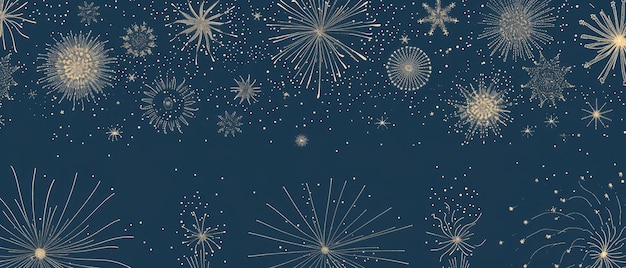 Świętowy złoty pokaz fajerwerków na ciemno niebieskim kolorze