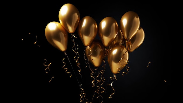 Zdjęcie Świętuj nowy rok w stylu ze złotymi balonami świąteczna atmosfera z tymi elementami projektowania