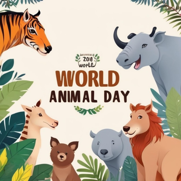 Świętuj Światowy Dzień Zwierząt z bezpłatnym tłem wektorowym