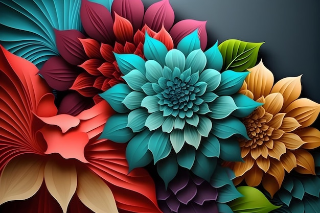 Świętuj tętniące życiem święto Holi z radosnymi i szczęśliwymi kolorowymi kwiatami Generative Ai