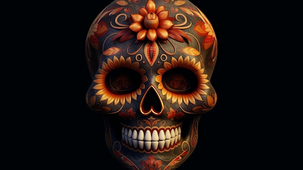 Świętuj życie i śmierć za pomocą kolorowego projektu czaszki Day of the Dead