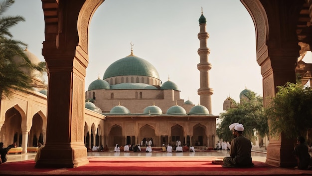 Świętujemy eid ul fitre z meczetem i tłem islamskim