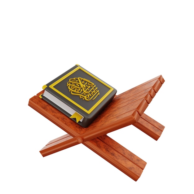 Święty Koran na tradycyjnym drewnianym stojaku na książki