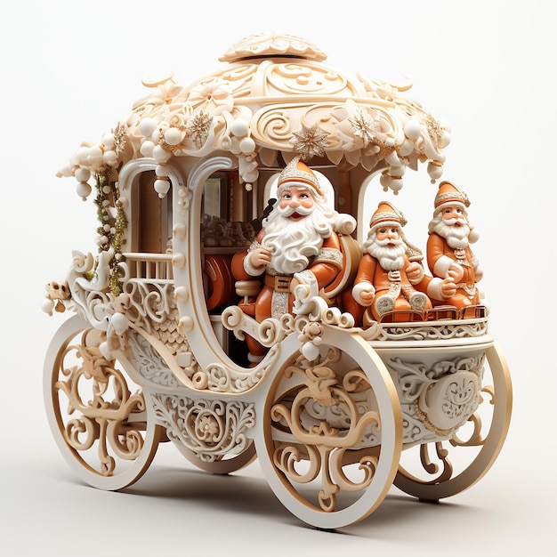 Święty Mikołaj i renifer z dekoracjami otworzyły pudełko z elementami motywu świątecznego Ilustracja 3D