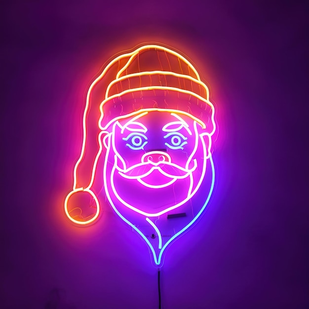 Zdjęcie Święty mikołaj ikonka sezonowa retro neonowy znak jasny elektryczny znak świetlny