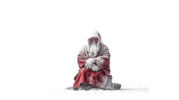 Święty Mikołaj izolowany na białym tle Generative ai