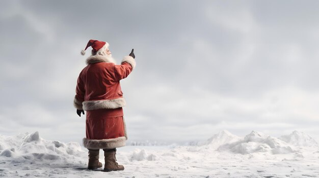 Zdjęcie Święty mikołaj izolowany w śnieżnym zimowym krajobrazie z radością generatywna sztuczna inteligencja