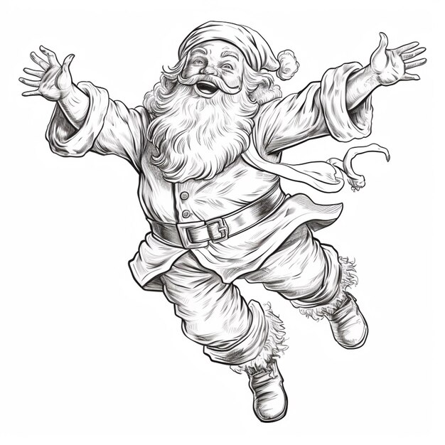 Zdjęcie Święty mikołaj lata w powietrzu z wyciągniętymi rękami.