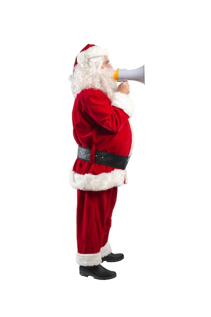 Święty Mikołaj Mówi Do Megafonu, By Ogłosić Boże Narodzenie