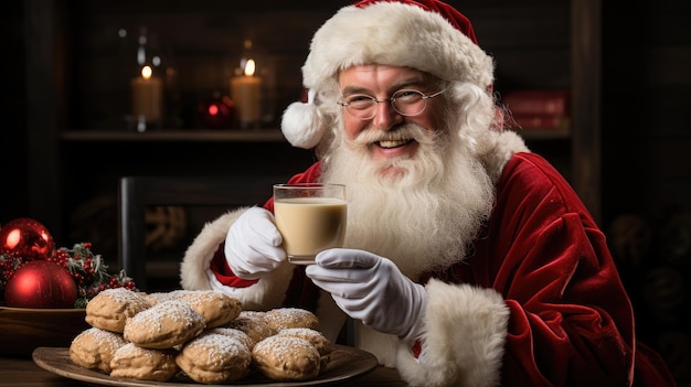 Święty Mikołaj pije mleko