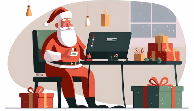 Święty Mikołaj przechodzi na technologię cyfrową, zakupy online prezentów świątecznych