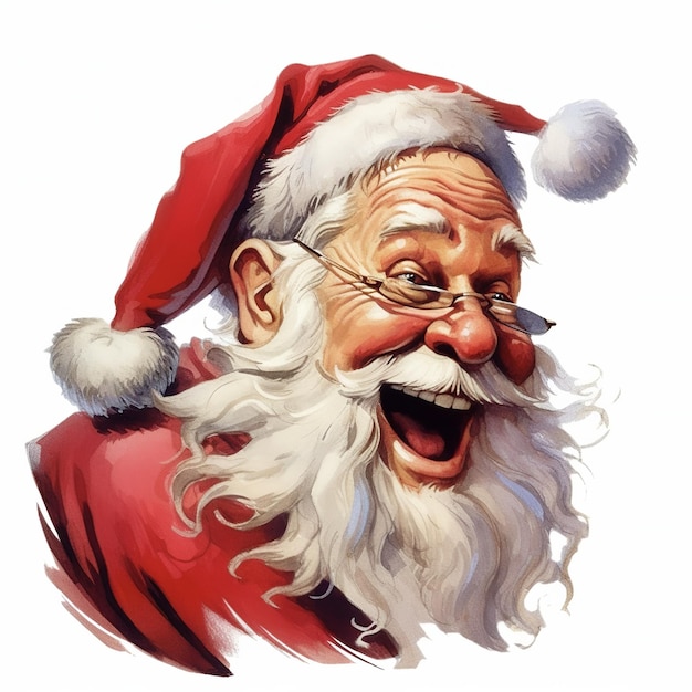 Święty Mikołaj uśmiecha się na białym Generatywne ai