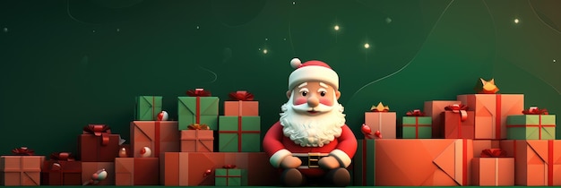 Święty Mikołaj z pudełkami z prezentami świątecznymi Generatywna sztuczna inteligencja