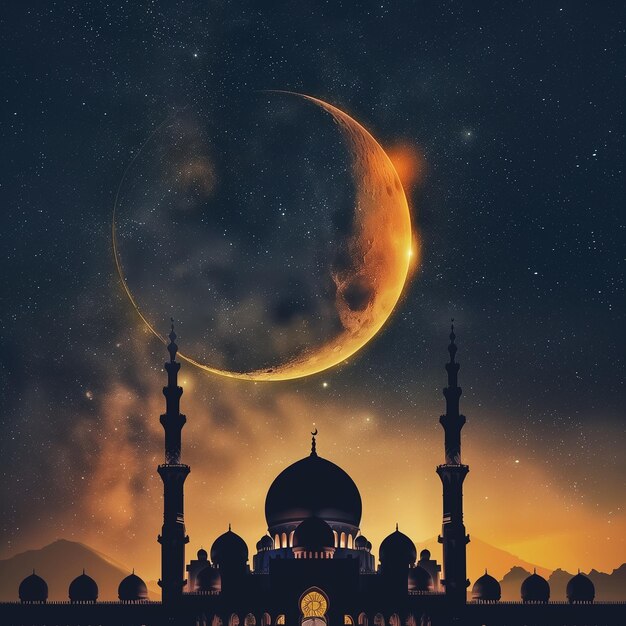 Święty Ramadan Kareem miesiąc księżycowy