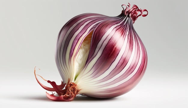 Świeża czerwona cebula warzywa owoce białe tło Obraz generowany przez AI